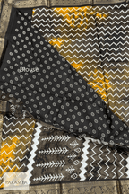 Mustard Yellow and Black Printed Saree Blouse detail — close-up of contrast print motifs | House of Paramya