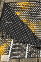 Mustard Yellow and Black Printed Saree