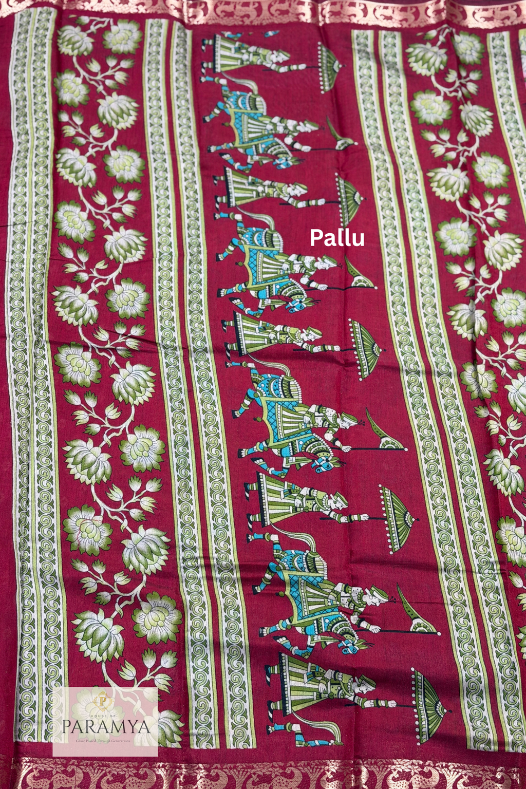 Mustard Yellow Pen Kalamkari Saree with Maroon Zari Border
