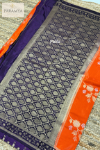 Premium Satin Silk Saree in Orange and Purple