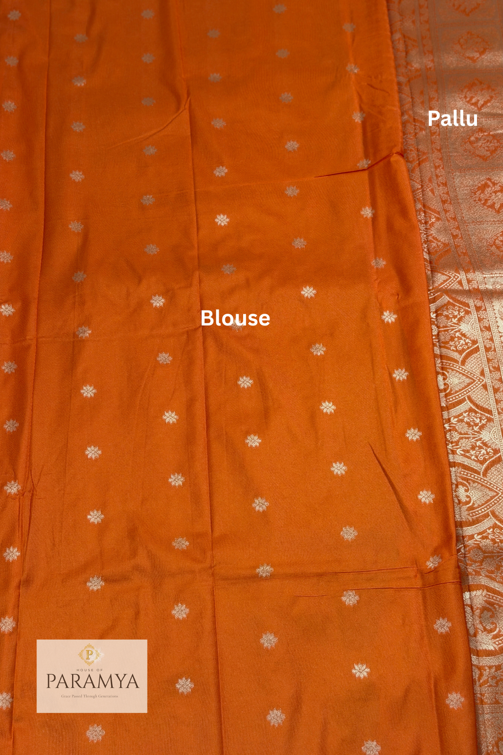 Brown Saree with Rust Orange Tissue Silk