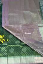 Olive Green Saree with Peach Tissue Saree