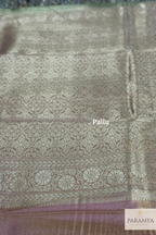Olive Green Saree with Peach Tissue Saree