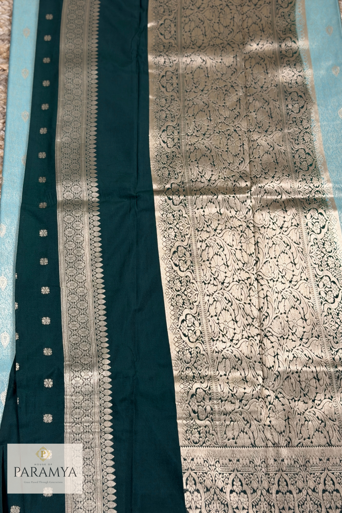 Lux Green Saree with Dark Green
