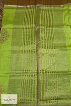 Pastel Green Soft Silk Saree with Antique Zari Floral Butta & Designer Border