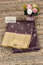 Dual-Shade Deep Wine Temple Tissue Saree with Leaf Butta Brocade Weaving