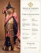 House Of Paramya dusty mauve and plum color-blocked Banarasi soft silk saree with gold zari paisley border and butis