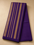 House Of Paramya dark purple Kanchipuram silk saree with intricate silver zari stripes and traditional border