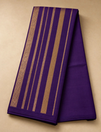 House Of Paramya dark purple Kanchipuram silk saree with intricate silver zari stripes and traditional border