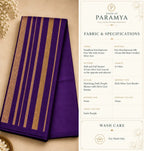 House Of Paramya dark purple pure Kanchipuram silk saree featuring elegant 2gram silver zari striped weaving.