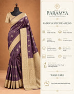 House Of Paramya deep wine temple tissue silk saree with beige leaf butta brocade border on a mannequin