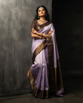 Lavender Semi Kanchi Silk Saree with Antique Gold Zari Border