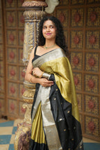 Olive Gold & Black Fusion Soft Silk Banarasi Saree with Zari Border