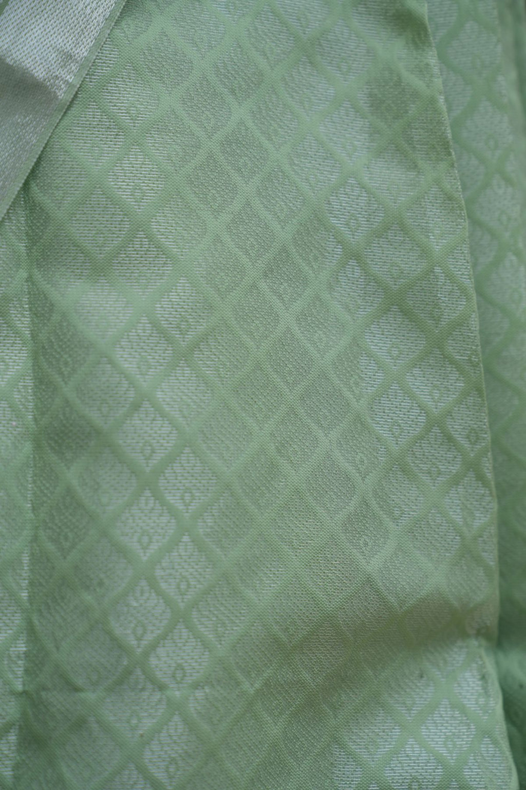 Pastel Sage Green Kanchi Semi Silk Saree with Contrast Pink Pallu