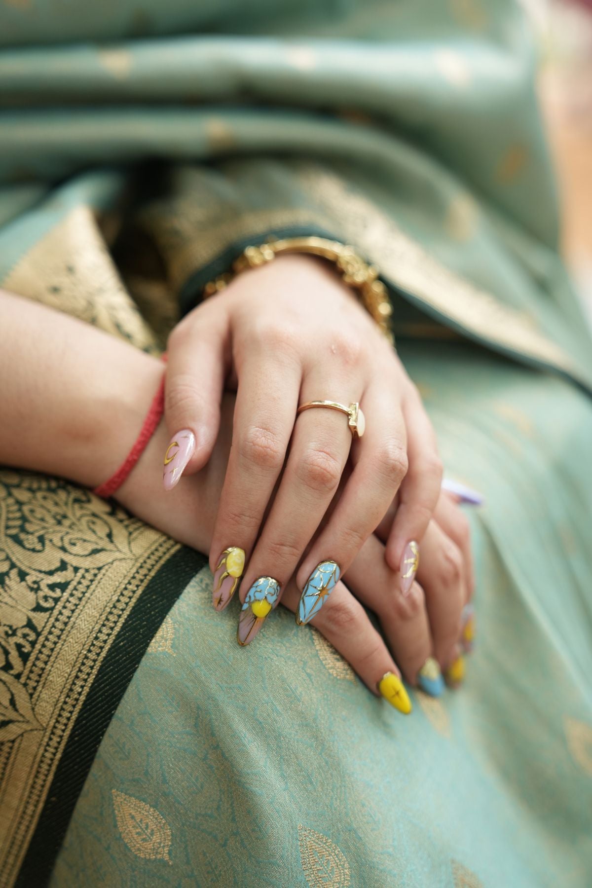 Lux Green Saree with Dark Green