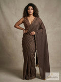 Elegant Brown Designer Tussar Silk Saree | Silk Mark Certified